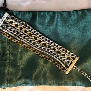 Jenny Bird Silver and Gold Chain Cuff Bracelet